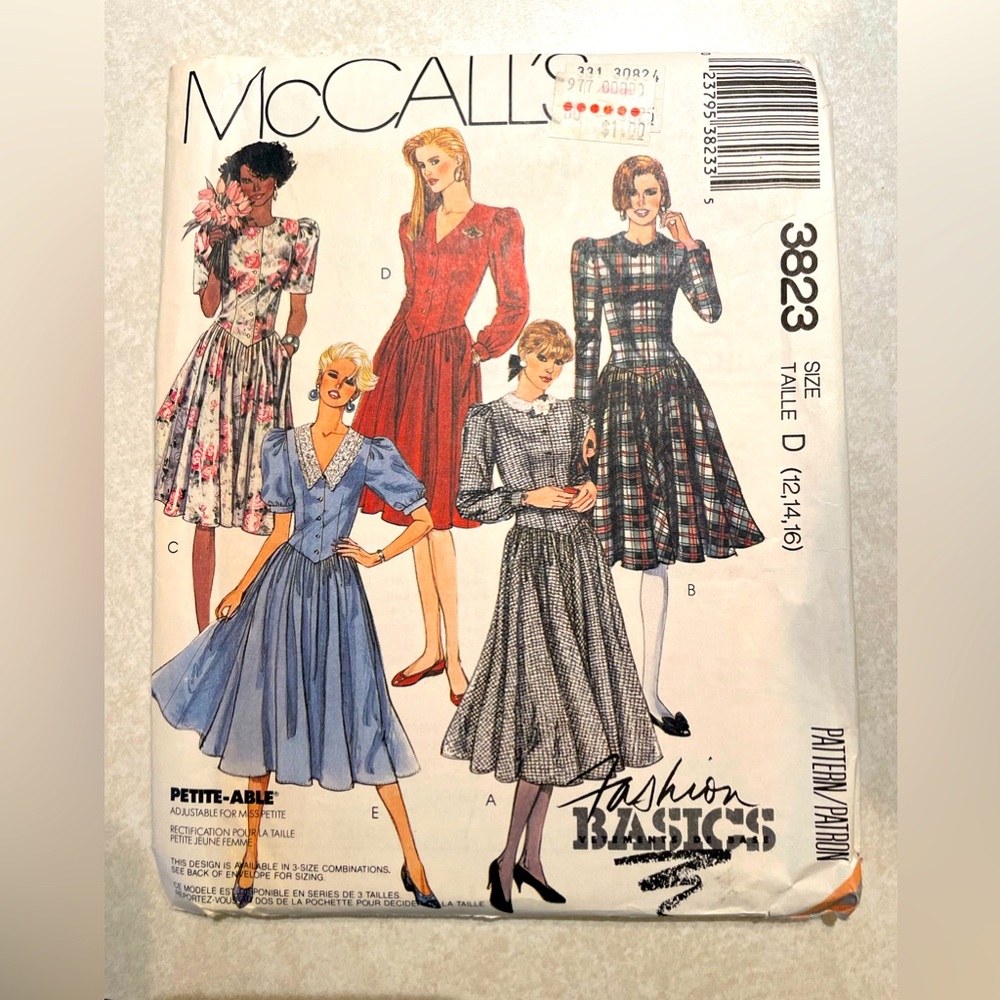 McCall 1980’s Women’s Sewing Patterns, 80’s vintage fashion